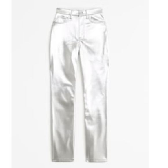 Abercrombie & Fitch 90s Straight Ultra High Rise Silver Pants - Picture 8 of 8